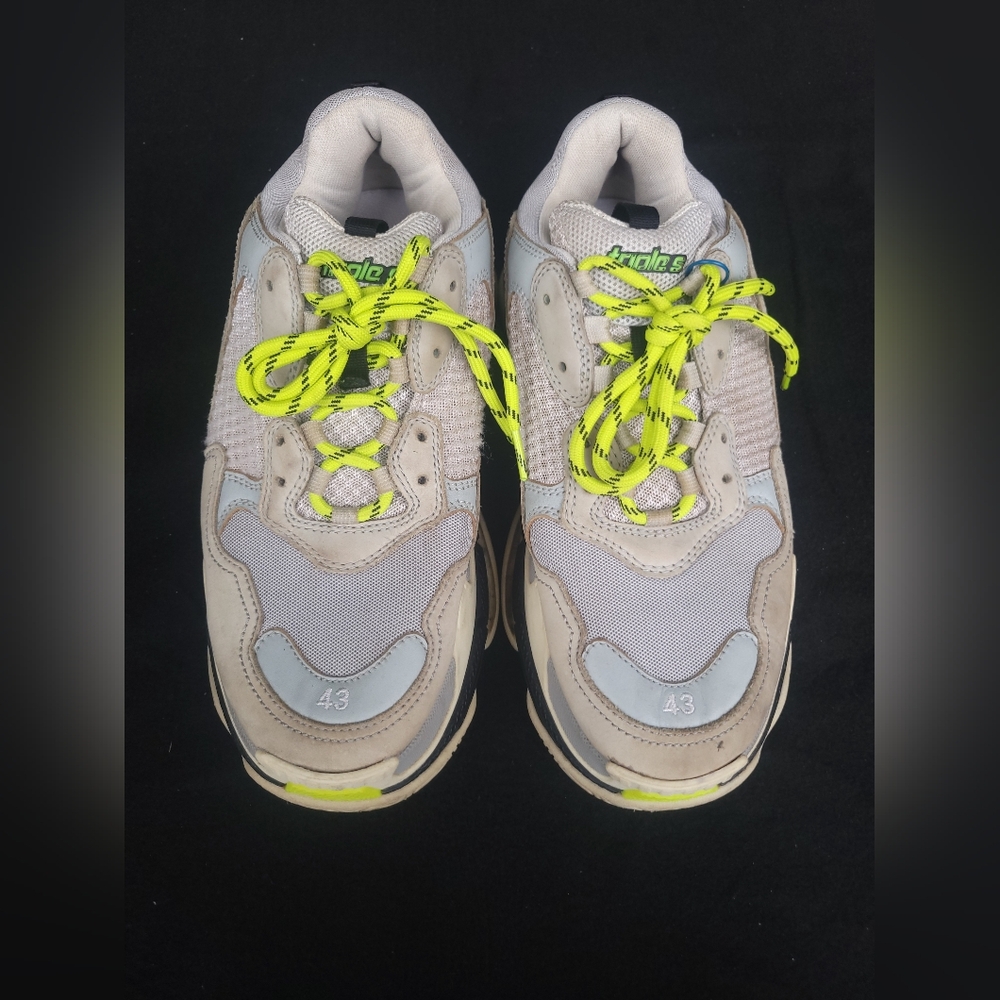 Balenciaga Gray and Neon Yellow Sneakers